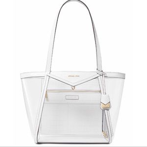 New  Michael Kors White Whitney Clear Tote